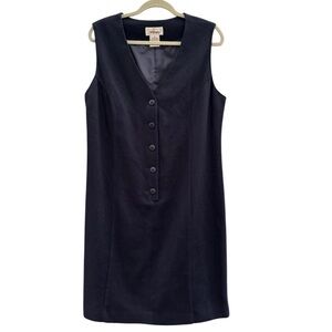 Worthington Women's Structured Button Front Midi Dress in Navy Blue 100% Wool 12